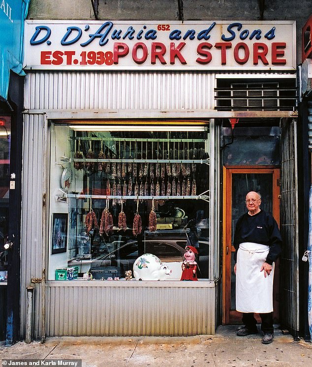 D. D'Auria and Sons Pork Store in the Little Italy neighborhood of the Bronx.  Pictured here in 2004, the store has since closed