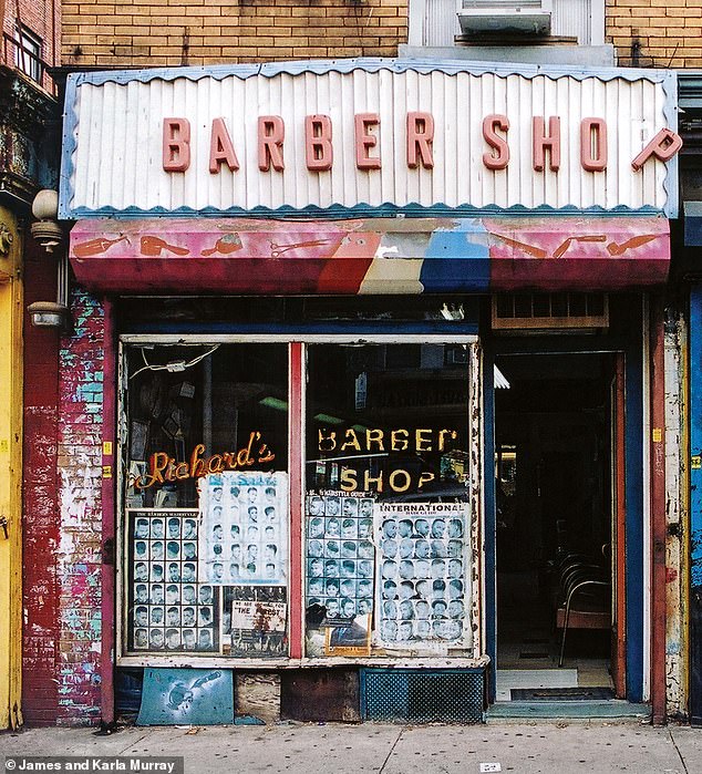 Richard's Barber Shop on Nostrand Avenue near Park Place in Crown Heights.  Pictured in 2004