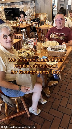 A Cracker Barrel promotion for Grandparents Day features some of the chain's regulars