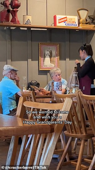 A Cracker Barrel promotion for Grandparents Day features some of the chain's regulars