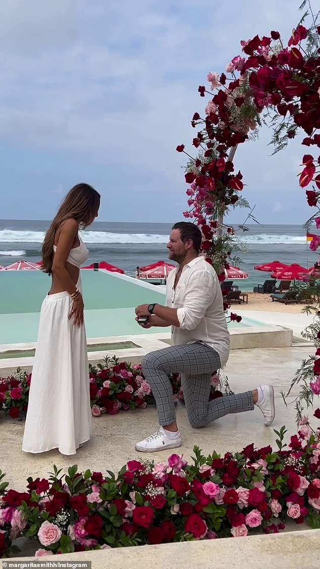 Jake is seen kneeling on the floor and pulling out a ring, while Margarita immediately accepts his proposal and hugs him warmly.