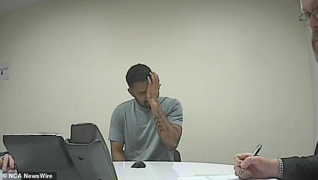 Danushka Gunathilaka during his police interrogation.  Photo: NSW District Court