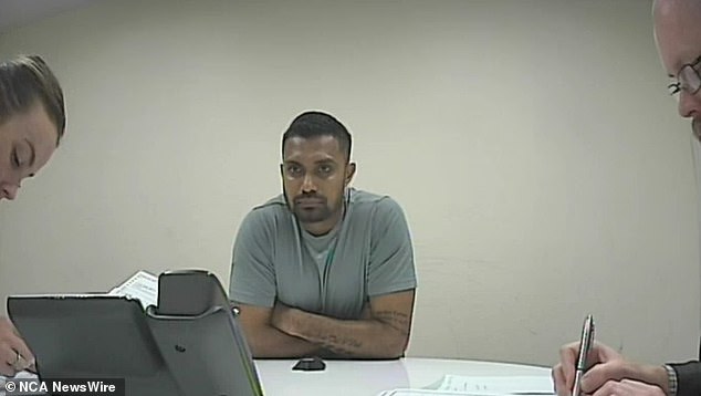 Danushka Gunathilaka during his police interrogation.  Photo: NSW District Court