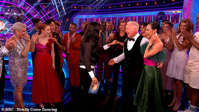 Oh no!  After the routine, Nancy could be seen cleaning the blood from her ear as the duo were interviewed by Claudia Winkleman after their debut performance