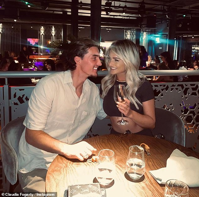 Love-up: The Love Island star, 29, shared a slew of loved-up photos from a recent date night with her boyfriend, alongside the caption: 'Finally found my happiness'