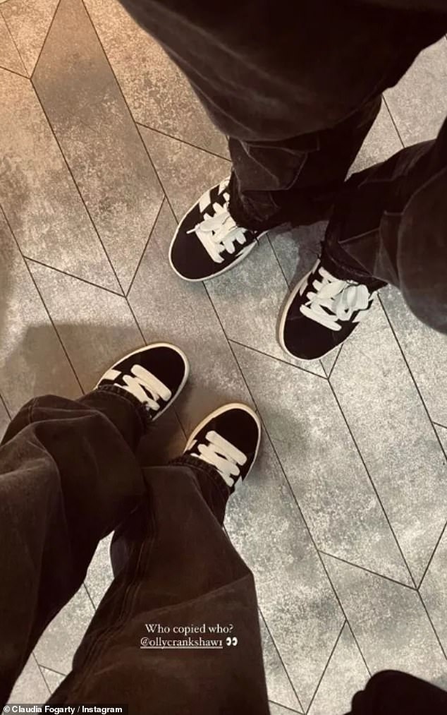 The couple who dresses together: In a second post, she hints at their apparent closeness by revealing they both wore matching Adidas sneakers on another date