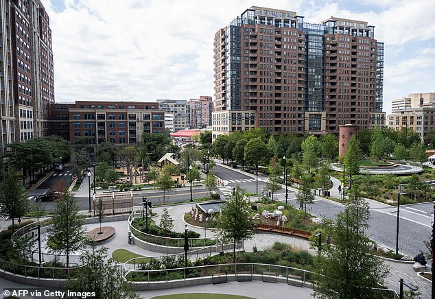 An outdoor area is seen at the new Amazon headquarters in Arlington, Virginia