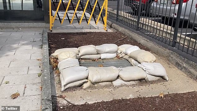 At the Cleveland Park Metro Station in Washington DC, officials are anticipating flooding and have sandbagged the area and other flood-prone stations