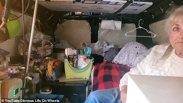 The senior living in poverty – who has a son who won't help her because she is 'too independent' – has given a glimpse into her life in the car