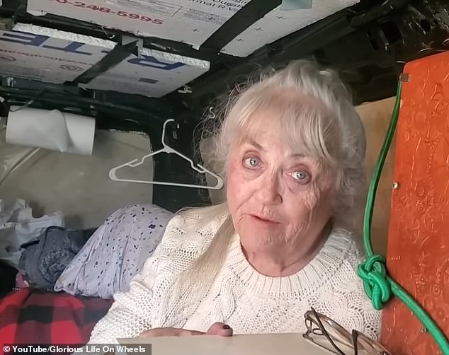 The 75-year-old - who has been living in the van for over a year and a half - complained about the rising cost of living, adding that 'everything costs money'