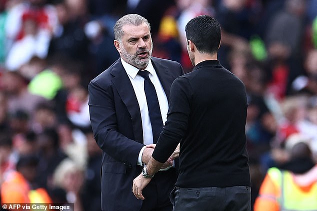 Managers Ange Postecoglou (left) and Arteta (right) both set up their sides for victory in an entertaining derby