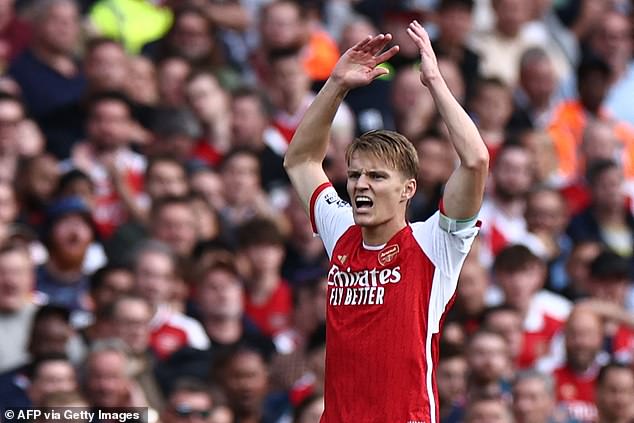 Home skipper Martin Odegaard showed enthusiasm in his first match since putting pen to paper on a new contract