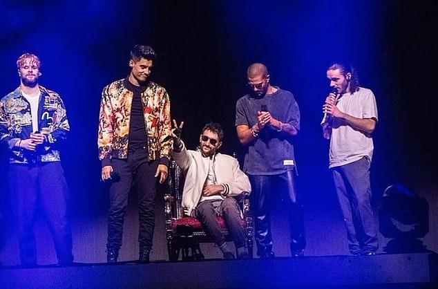 Eleven months later, in September 2021, he sang at the Stand Up 2 Cancer show at the Royal Albert Hall and even headed out on a Greatest Hits tour with his bandmates.  Pictured: Parker was forced to use a wheelchair and remain seated while playing with the band