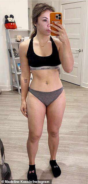 The 25-year-old went from nearly 200 pounds to 134 pounds with just 24 percent body fat (pictured) in six years by eating and exercising in a calorie deficit