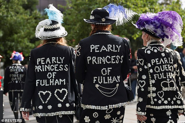 The fundraisers' jackets were decorated with sparkling words at the festival today