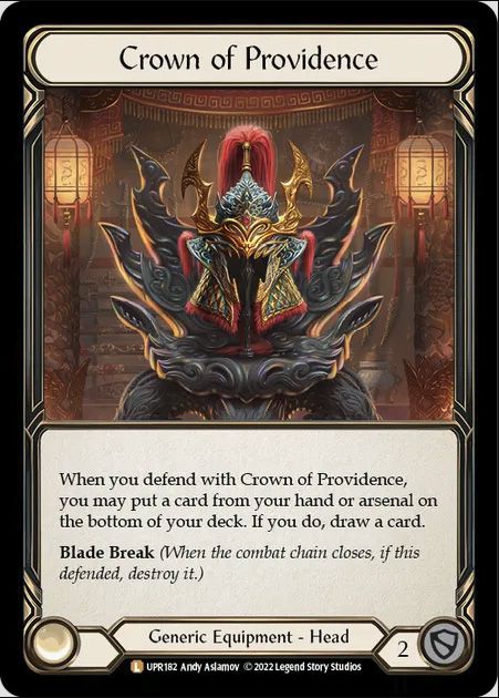 Flesh and Blood's Crown of Providence forces you to move cards in and out of your deck as they are struck.