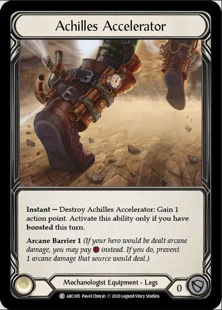 The Achilles Accelerator card can be destroyed to obtain a boost.  It also has a shield ability.