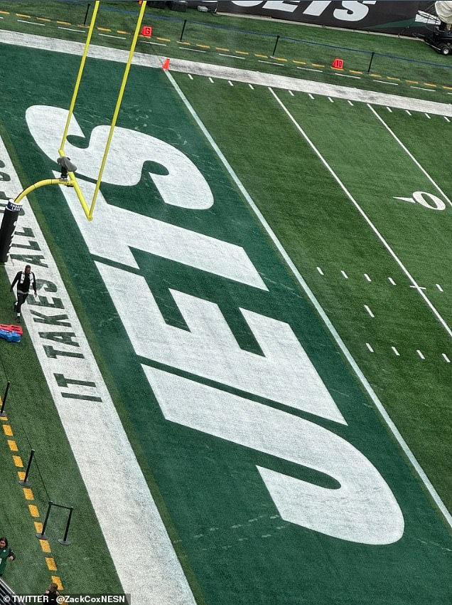 The end zone prior to the start of the game