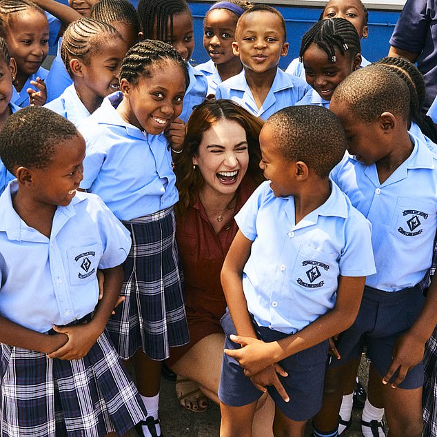 Ambassador: Actor: Mrs. James meets schoolchildren while in Botswana