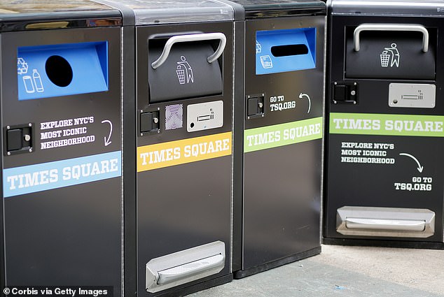 Recycling bins can be found all over New York City