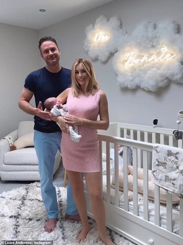 Parents: It comes after Laura announced the arrival of her bundle of joy when she shared a heartwarming video montage on Instagram