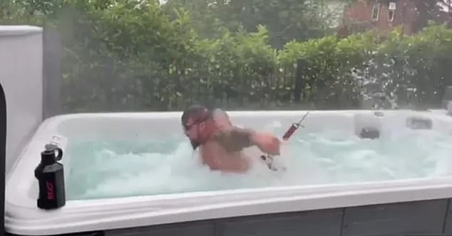 Before his boxing match, one of his training techniques was swimming in a hot tub