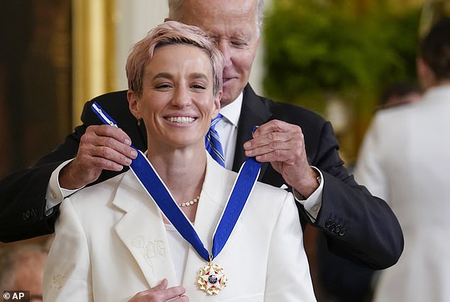 In 2022, Rapinoe became the first football player to earn the Presidential Medal of Freedom