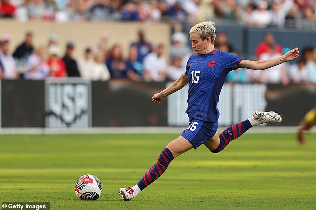 A free kick sailed just over the crossbar as Rapinoe left the field without a goal to her name