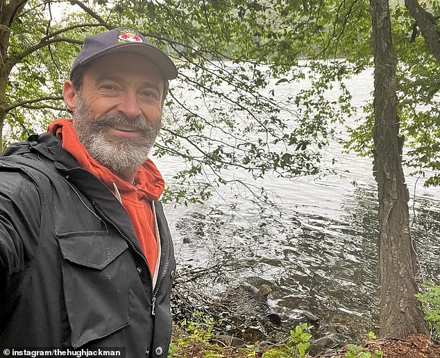 The Wolverine star posted a photo gallery to Instagram capturing him enjoying a peaceful walk in the rain through a scenic park in New York City