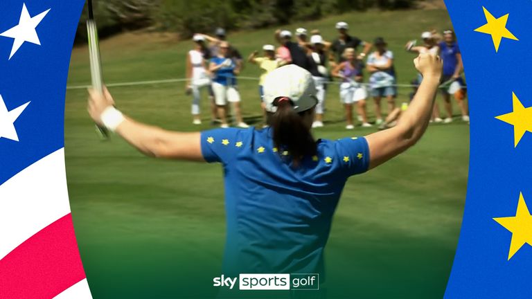 Maguire got the crowd on its feet when she holed a big eagle putt on the 14th to move to 4up in her match with Zhang