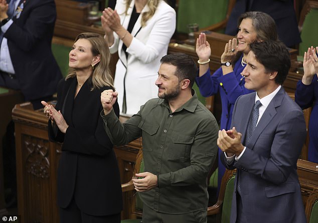 Canadian lawmakers cheered and Zelensky raised his fist in recognition as Hunka saluted from the stands during two separate standing ovations - performed by almost everyone in attendance, including Trudeau and an unwitting Zelensky