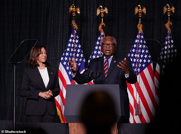 House Majority Whip Jim Clyburn addressed a crowd with Vice President Kamala Harris last June