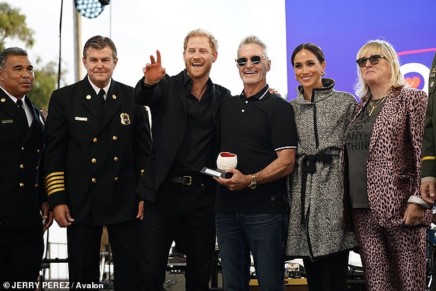 Prince Harry, Duke of Sussex, during a benefit concert for Santa Barbara first responders at Kevin Costner's estate in Montecito, USA.