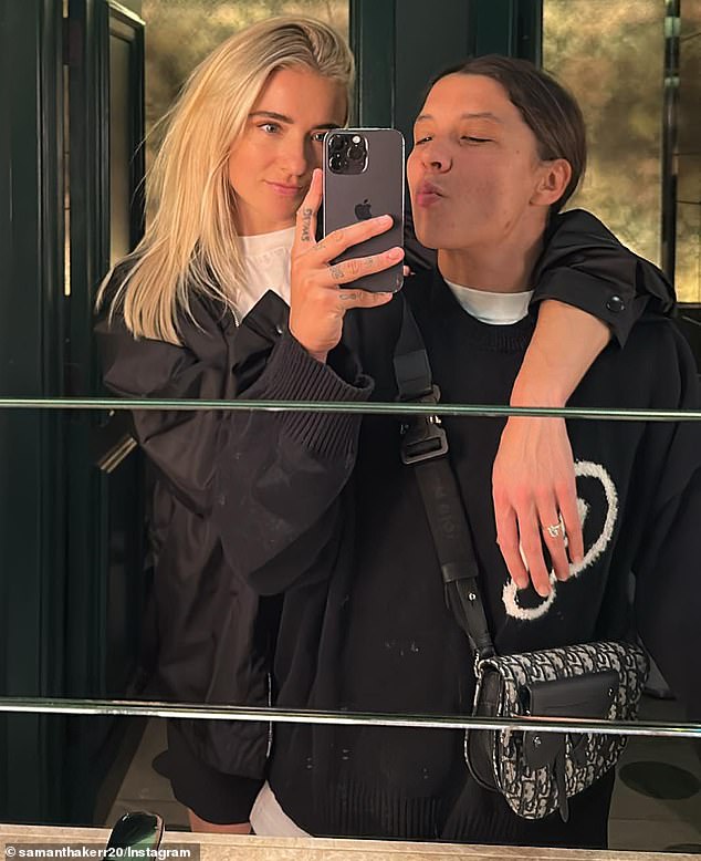 The Matildas superstar also treated her fans to the first clear photo of the jeweled ring on her partner Kristie Mewis' left ring finger