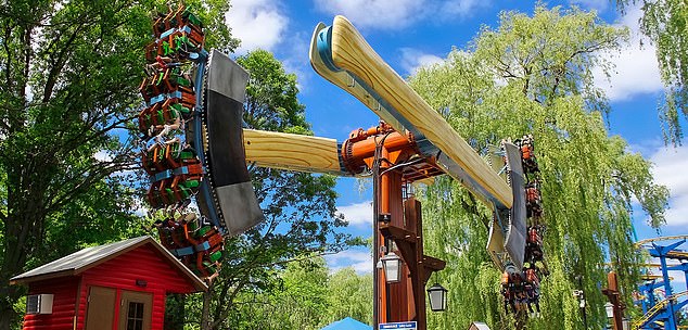 The swinging ax ride is a popular attraction at the Ontario theme park