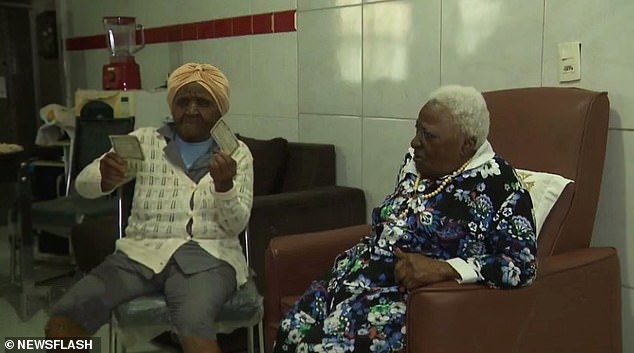 Cicera celebrated her birthday on September 23 with her sister Josefa Maria de Conceicao (left), 107, surrounded by family and friends