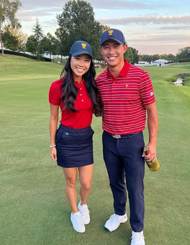 Katherine, who has 74,000 Instagram followers, has caddied for her husband in the past