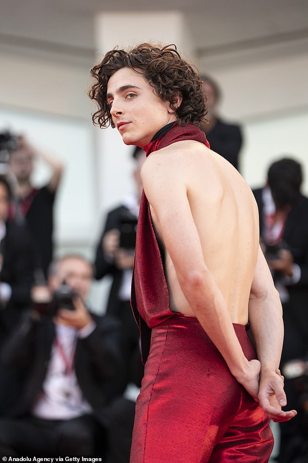 Not for me: his new op-ed on masculinity is sure to cause a stir thanks to his personal attacks on beloved Hollywood and fashion enthusiasts Timothée (pictured last September) and Billy