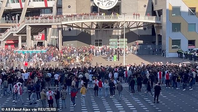 The shocking clashes continued outside the Johan Cruyff Arena as fans clashed with police