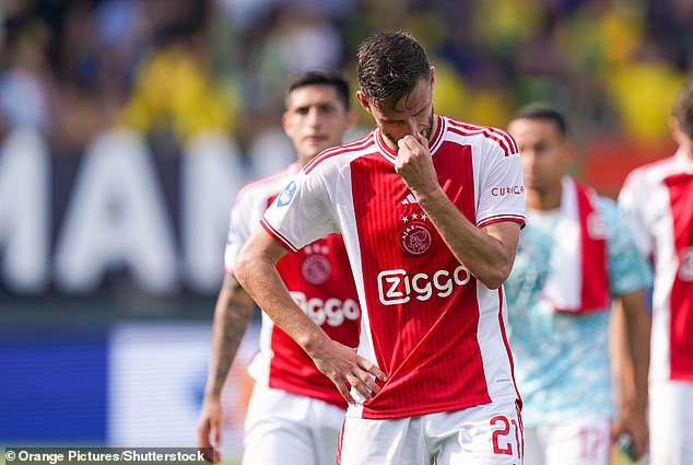 Branco van den Boomen looks gloomy after Ajax was held to a draw by Fortuna Sittard