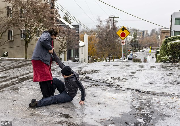 Icy conditions seen in Seattle in December 2022