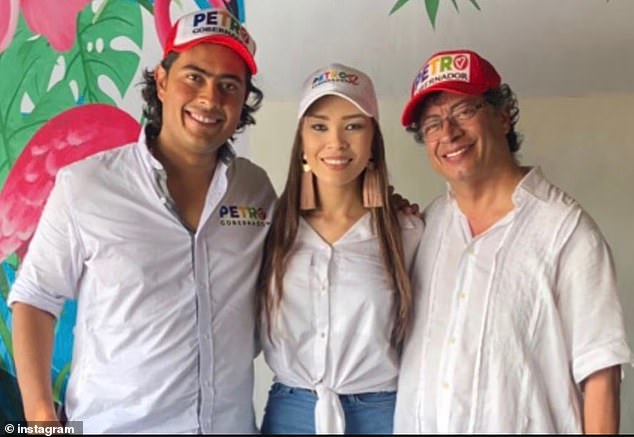 Nicolás Petro (left), his estranged wife Daysuris Vásquez (center) and his father, Colombian President Gustavo Petro