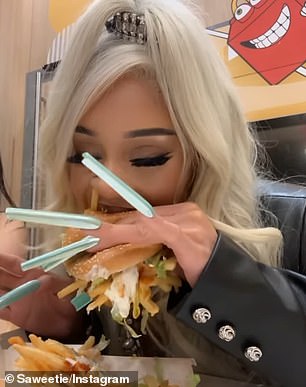 The NoCal resident — who has 22.9 million social media followers — then took a big bite