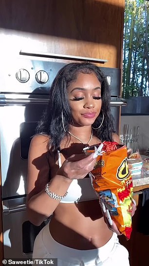 It consisted of Nissin Cup Noodles with extra salt, hot Tabasco sauce, straining the noodles and then pouring them into an open bag of Flamin' Hot Cheetos.