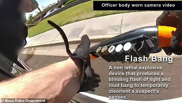 Police pulled up next to the suspect and ordered him to surrender before using a flash bang, a non-lethal device that produces a huge flash of light