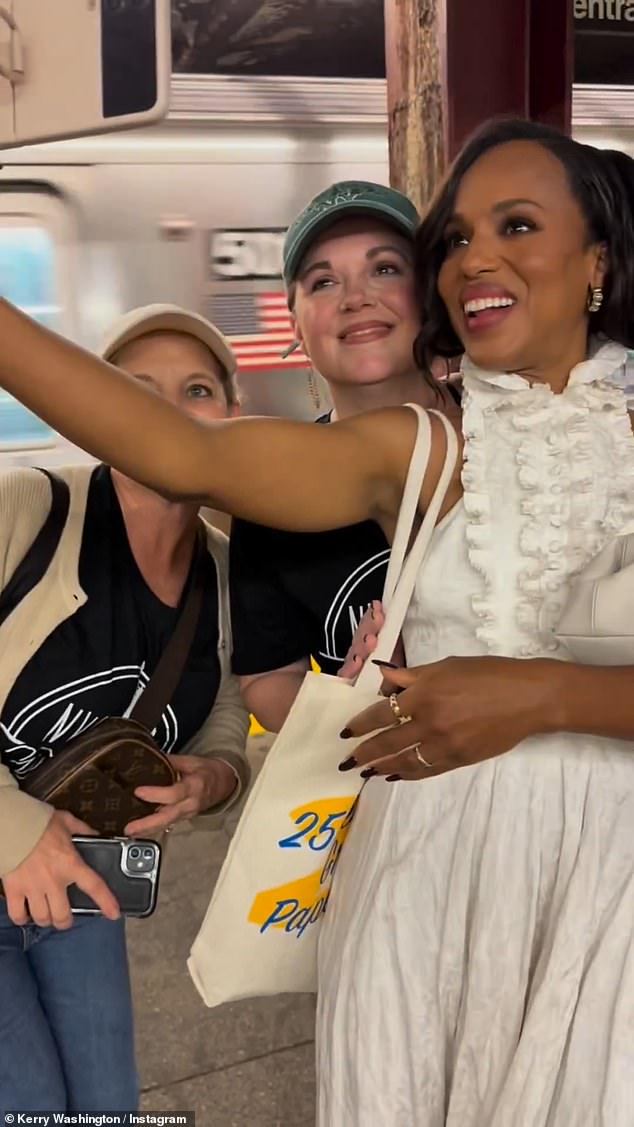 Selfies: She was also seen taking selfies both on the train itself and at the station, a day before the book was released