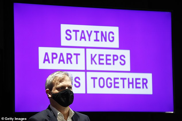 Dr.  Jackson, deputy chief of staff to former Labor finance minister Lindsay Tanner, stood by her previous tweets advocating hard lockdowns (pictured is Victoria's then chief health officer Brett Sutton in August 2020, when Melbourne was in its second lockdown)