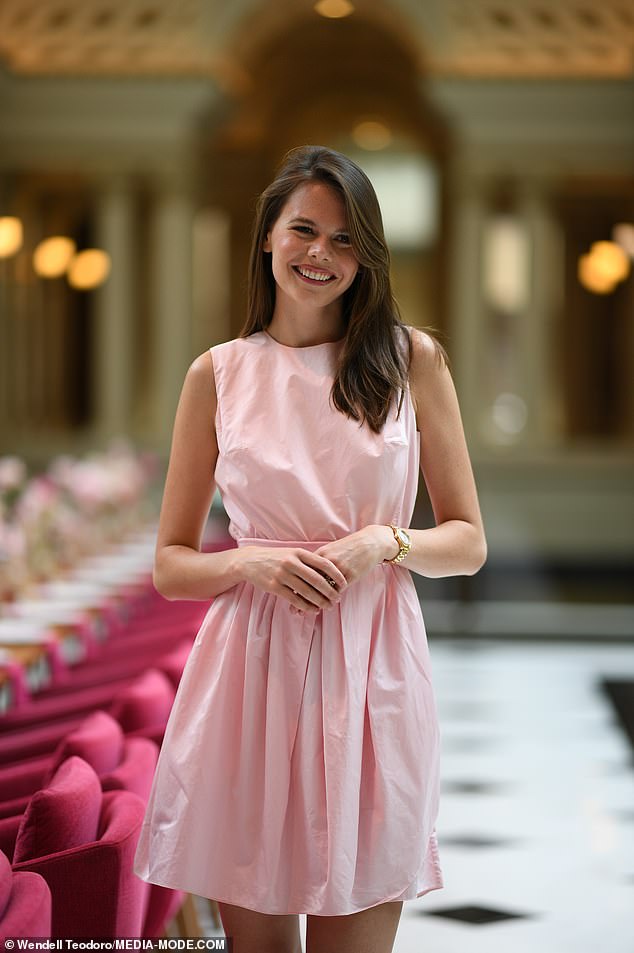 Nicole Kidman's niece Lucia Hawley was dressed for spring in a baby pink cotton dress that gathered at the waist