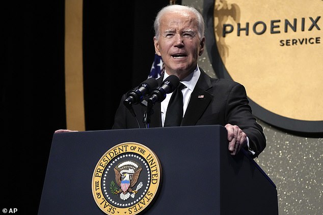 President Biden (pictured at the Congressional Black Caucus event) has been accused of making racist comments toward LL Cool J and being inauthentic