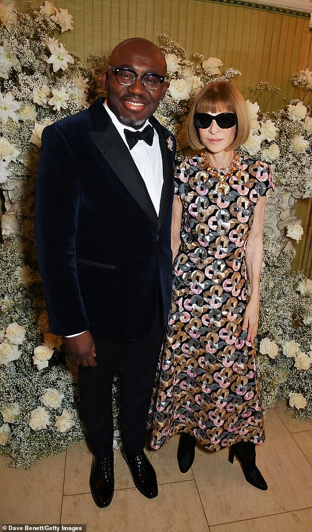 Admiration: The former TOWIE star also revealed her dreams of covering Vogue, saying: 'I heard Edward Enninful is a fan of mine!'  (Edward Enninful and Anna Wintour in the photo)